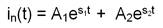 equation: in(t) = A1exp(s1t)  +  A2exp(s2t)