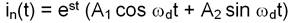 equation:   in(t) = exp(st) [A1cos(omegad t) + A2 sin(omegad t)]