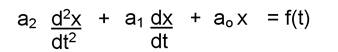 equation:  a2 (d2x/dt2)  +   a1 (dx/dt)  +  ao x     = f(t)